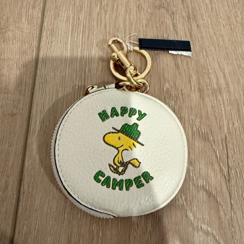Coach X Peanuts Circular Pouch Bag Charm With Woodstock